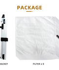 Package contents showing bracket and 8 filters for 20x20x1 Air Filter For Furnace And AC MERV 13 Electrostatic Nanofiber