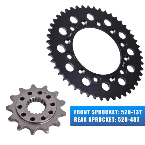 Chain And Sprocket Kit 13T Front And 48T Rear For CRF450R 04-18 2020 And CRF450RX 17-21 showing steel sprockets set