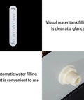 Portable Evaporative Air Conditioner Cooler With Ice Packs And 3 Speeds Smart Temp Sensor showing water tank fill indicator and auto filling port.