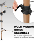 66 Lbs Bike Repair Stand With Pro Grade Clamp showing height adjustment and secure bike hold mechanism.