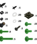 Panel Nuts 190Pcs Motorcycle Fairing Bolt Kit With Screws Washers And Nuts For GSR750 800MT MT03 Body Replacement Green Must Have Heavy Duty Stainless Steel Hardware For Fairings And Body Panels, assorted green and black fasteners