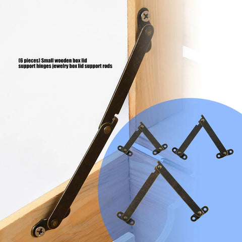 Sturdy 6 Pack Miniature Lid Hinges For Decorative Wood Boxes Rustproof Quiet Operation Erosion Resistant Metal Construction