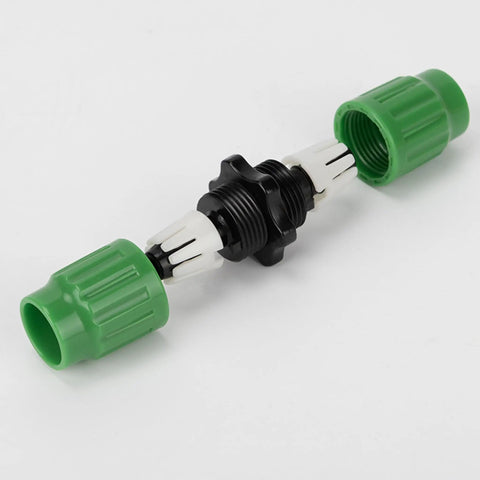 Fix Your Expandable Garden Hose Instantly With This Awesome 4-Pack Repair Kit Designed For 50, 75, Or 100 Feet Twisted Fabric Tubes To Stop Leaks Fast And Get The Yard Wet Again In No Time. green plastic hose repair connector with 5/8 and 3/4 inch ends