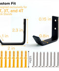 Aucuqu four-pack wall-mount jack stand hooks, heavy-duty stainless steel, fits 2–6 ton stands.