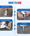Instruction steps for applying Heavy Duty Concrete Crack Repair Adhesive Filler for Driveways and Patios.
