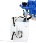 OE Level Fuel Pump Module Assembly With Precision Float Gauge For Plug And Play Installation, featuring a blue top, plastic body, and wiring.