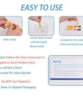 Instructions for using Full Range pH Test Strips Kit 1 To 14 With 480 Pieces In 6 Pack with images showing steps for testing.