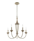 5-Light French Country Chandelier With Adjustable Height In Smoked Cedar And Rustic Metal Finish For Dining Room Or Entryway