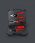 Top Notch Hose Clamp Pliers Set For Car Repair Pros, Heavy Duty Alloy Clamp Remover With Grip Handles And Carry Bag For Home Garage And Auto Work, Totally Cool Tool Kit. Four red-handled pliers in case