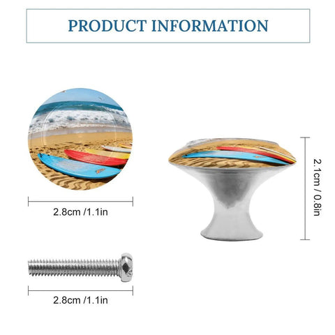 Beachy Surfboard Round Cabinet Knobs With Screws 28mm 2 Pack Stainless Steel Durable Hardware For Cabinets And Drawers Modern Beach Home Decor For A Coastal Look, 28mm knob and screw