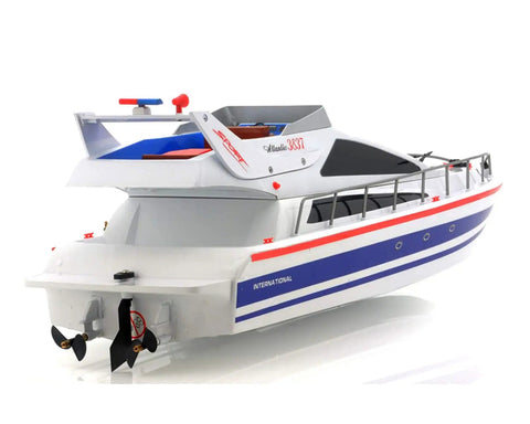 Atlantic Yacht RC Boat 28 Inch Remote Control Speed Watercraft With Luxury Modern Cruise Design, Twin High Speed Motors, Realistic Deck, Blue