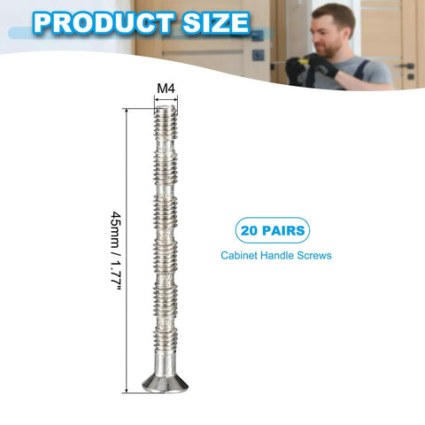 M4x45 Door Handle Screws 20 Pack Heavy Duty Phillips Drive Flat Countersunk Head Bolts For Cabinet Doors And Door Levers
