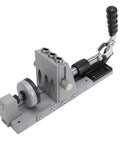 Straight Shooter 15 Degree Pocket Hole Jig Kit Featuring Single Side Access For Hassle Free Cabinet Building And Dead On Alignment Crafted From Heavy Duty Aluminum Construction, showing detailed design and components.