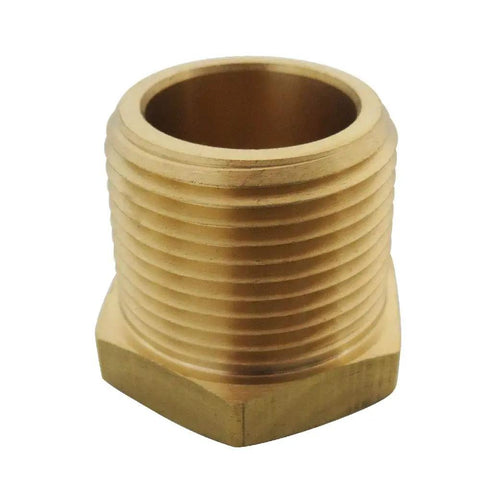 Brass Pipe Fitting Hex Bushing Set NPT Male To Female Adapters Kit close-up showing threading and hex shape.