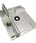 Heavy Duty Aluminum Router Table Insert Plate Featuring Beefy Back Fence And Dead Set Angle Ruler For Straight Shooting Wood Milling And Zero Drama Cutdowns, 240x200mm, precision scales.