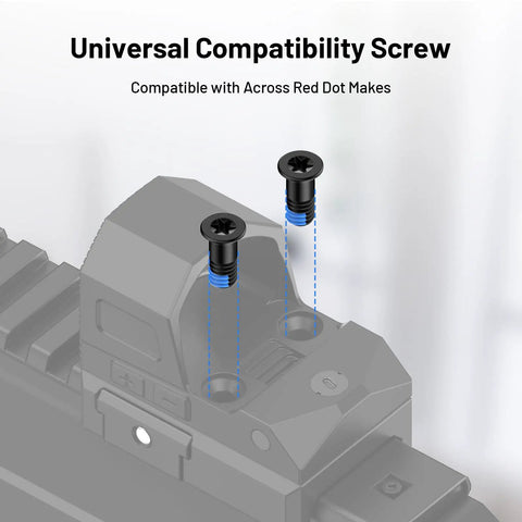 Rock Solid Red Dot Screw Kit With M4 And Six Thirty Two Threads Blue Thread Locker For Rmr Optics and Holosun 407k 507k Delta Point Pro 36 Piece Sight Set, showing two universal compatibility screws.