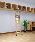 Rolling Library Ladder Rail Kit With Sliding Hardware For Home, Loft, Garage And Closet, Black Round Tube Track System installed