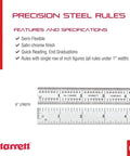 Product packaging showing Semi Flexible Steel Rule With Satin Chrome Finish For Quick Reading Inches, 6 Inch Length, 4R Graduation