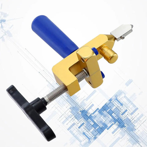 Manual Ceramic Tile Opener And Cutter Tool With Aluminum Alloy Body 3-15mm Cutting Range For Easy Tile And Mirror Cutting DIY Friendly Tile Tool For Home Renovation And Construction In Assorted Colors, blue handle view