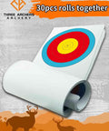 Vertical 3 Spot Archery Targets Pack For Recurve Bows 30 Paper Face Targets rolled stack imagery