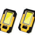 2 Pack Rechargeable Led Work Light With Magnetic Base, 1200 Lumen 30W Cob, Portable Job Site Lighting, Yellow