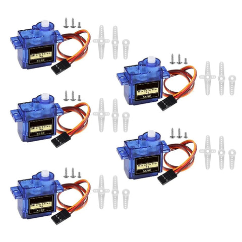 Five Pack 9G Micro Servo Motors For RC Projects, Ultra Fast 0.08-0.09 Sec Per 60 Deg At 4.8-6V, 17.5 Oz-In Torque, Lightweight Metal Gear