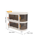 Smooth Rollin Storage Trolley With Four Tier Utility Cart And Covered Plastic Storage Bins; two-tier design with clear bins for organization.