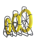 Three sizes of Fiberglass Fish Tape Wire Cable Puller Rod Duct Rodder 6mm 328ft on steel brackets for electrical run