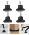 5pc Office Chair Casters with Black PU Solid Tires shown from above, highlighting black tires and chrome stems, ideal for swivel chairs.
