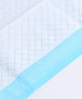 Heavy Duty 5 Layer Pee Pads For Adults And Kids 13X18 Extra Premium Plush Quilted Changing Underpads with quilted texture and blue border.