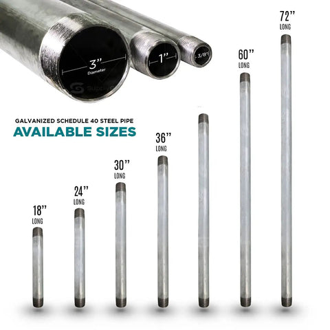 Industrial 2 Inch Galvanized Pipe Set 24 Inch Length Five Pack For DIY Rustic Furniture And Shelving Projects Durable Steel Pipes
