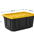 Heavy Duty Storage Totes With Secure Snap Fit Lids, 27 Gallon Stackable Plastic Bins For Garage Setup And Moving Day Hustle, Durable Polypropylene Containers built tough to handle any load.