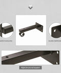 Heavy Duty Wall Mount Shelf Bracket With Ring For Pipe Or Wood Shelving, Black Finish, showing steel construction details