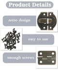 Retro Antique Bronze Small Box Hinges Kit For Wooden Boxes And Jewelry Boxes With Latches And Screws product details image