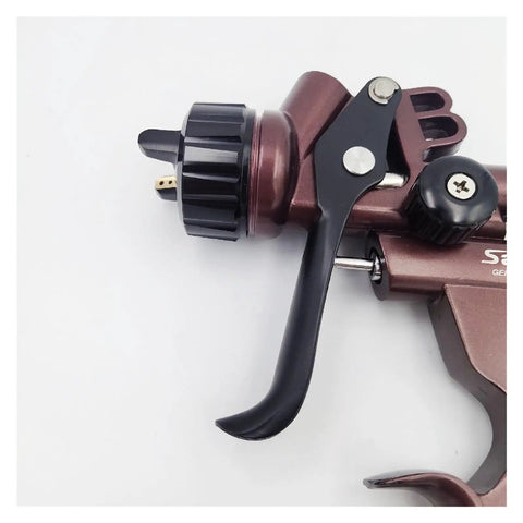 Close-up of Top Tier Pneumatic Paint Sprayer With 1.3 Mm Stainless Steel Nozzle Kit showing trigger and control dials.