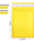 Bubble Mailers 3.5x5 Inch 50 Pack Self Sealing Waterproof Cushioned Envelopes Yellow Padded Mail Bag with dimensions shown