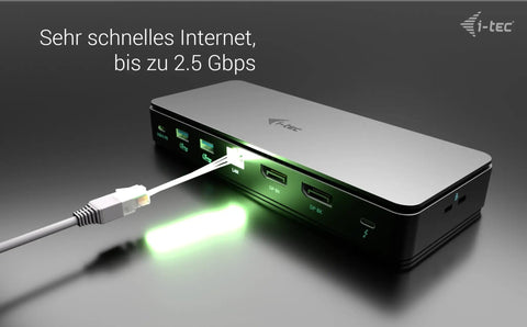 Thunderbolt 4 Docking Station Delivers Smooth Dual 4K 8K Display Setup with LAN port and USB connectors shown.