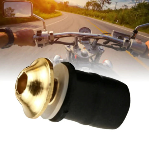 Lightweight CNC Aluminum Motorcycle Fairing Bolt Screw Kit M5 x 10mm for Fast Nimble Rides, 10 Pieces in Black and Gold Finish, Ultra Durable, Corrosion Resistant Mounting Hardware Set on motorcycle handlebar
