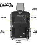 Back Seat Cover For Kids With 6 Pocket Organizer And Two Pack Kick Mats XL Backseat Protector With Tablet Holder detailed view