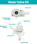 Premium Two Pack RV Toilet Water Valve Replacement Kit Fits Dometic Sealand Marine Toilets 300 310 320 Series with stainless steel filter.
