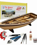 Wooden Model Boat Building Kit For Beginners, All In One Starter Set With Tools Glue And Paint, 1 To 12 Scale Dinghy, Made In USA