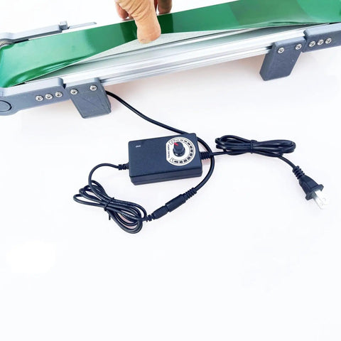 Compact Portable Automatic Belt Conveyor Table For Smooth Factory Lines With Anti Static Durable Pvc Moving Belt straight setup and speed controller.