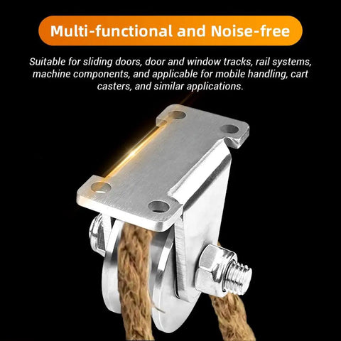 Image of Two Pack V Groove Wheel Pulley Blocks 1.26 Inch Stainless Steel Silent Pulley for sliding doors and rigging.