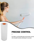 Pro Touch Paint Roller Replacement Sponge Head For Interior Walls And Baseboards White Plastic Compact Brush For Tight Squeeze Areas used by a woman painting.