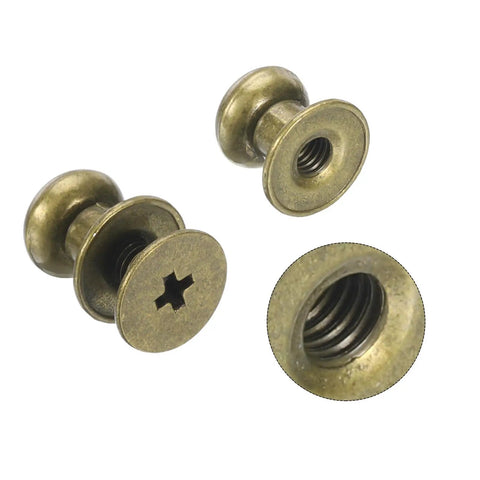 36 Pack Mini Round Knobs With An Upscale Bronze Touch Forged From Tough Zinc Alloy showing close-up view of bronze knobs with visible screw hole.