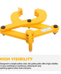 Heavy Duty Pallet Puller 1 Ton Capacity Scissor Clamp For Forklift Chain With 5 Inch Jaw Opening, shown in yellow powder coat finish