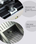 Close-up of adjustment screw and clear sensor on Bank Grade Cash Counter Machine With Slick Anti Fake Detector LED display.