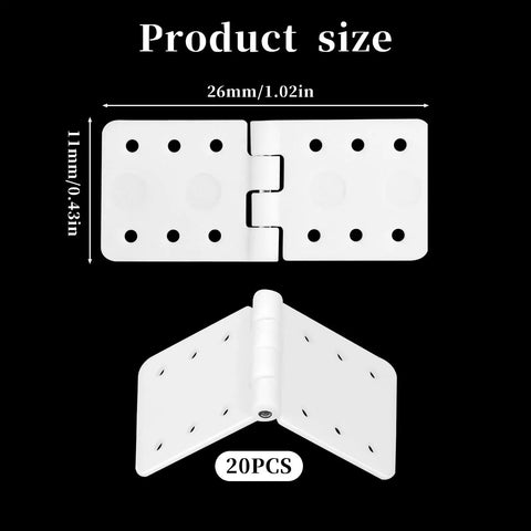 20 Pack RC Plane Hinges For Remote Control Aircraft Nylon Small Hinges, 26x11mm, white with 30 degree flex shown