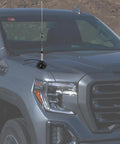 Dual Band Mobile Antenna For 2M And 70CM With Ground Plane Kit installed on truck hood