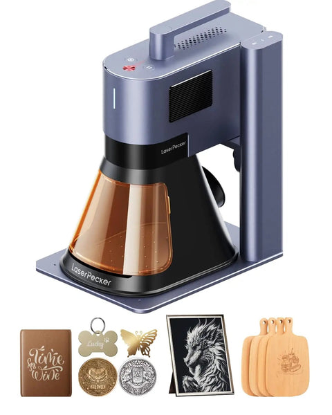 20W Dual Fiber And Diode Laser Engraver Ultra Portable 6Kg 3D Grayscale And Color Engraving For Metal Wood And Jewelry